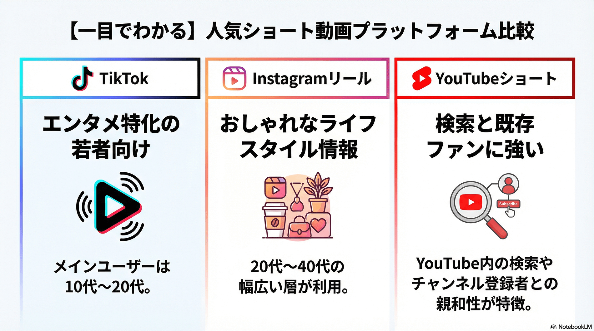 人気ショート動画プラットフォーム比較