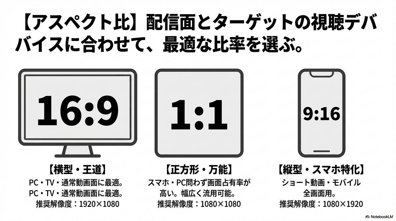【アスペクト比】配信面とターゲットの視聴デバイスに合わせて最適な比率を選ぶ
