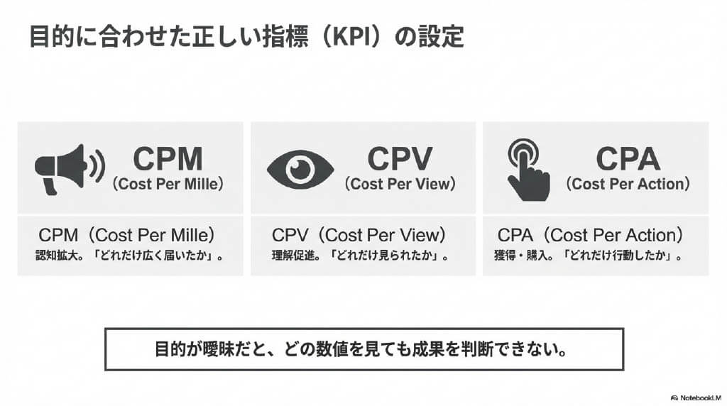 目的に合わせた正しい指標(KPI)の設定
