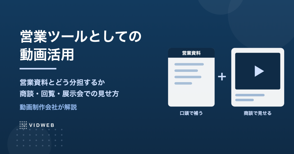 営業ツールとしての動画活用｜工程別の使い方・営業資料との分担・商談での見せ方を制作会社が解説