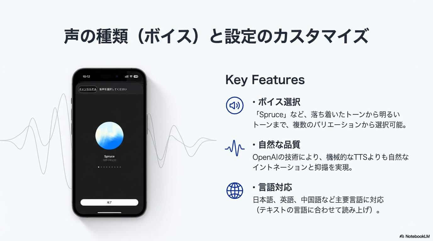 声の種類(ボイス)と設定のカスタマイズ